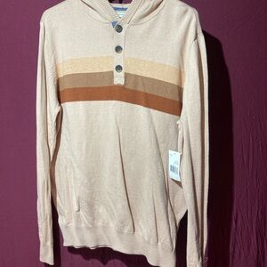 Cream and Brown Crewneck Sweater with Color Block Design